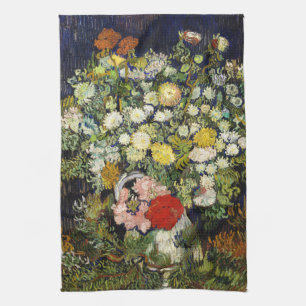 Bouquet of Flowers in a Vase by Vincent Van Gogh Tea Towel