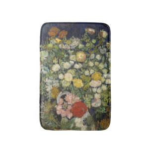 Bouquet of Flowers in a Vase   Vintage Artwork Bath Mat