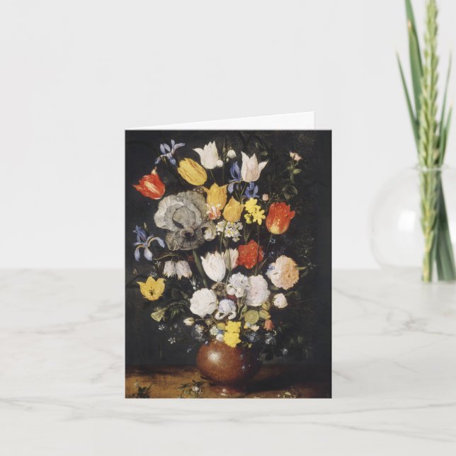 Bouquet of Flowers in an Earthenware Vase (1610)  Holiday Card (Front)