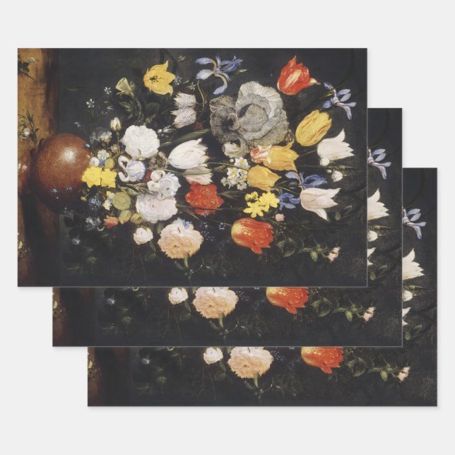 Bouquet of Flowers in an Earthenware Vase (1610) Wrapping Paper Sheet (Set)