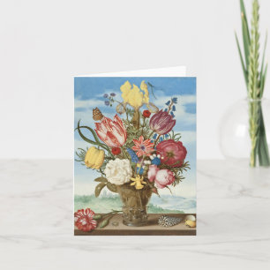 Bouquet of Flowers on a Ledge Card