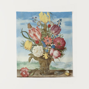 Bouquet of Flowers on a Ledge Tapestry
