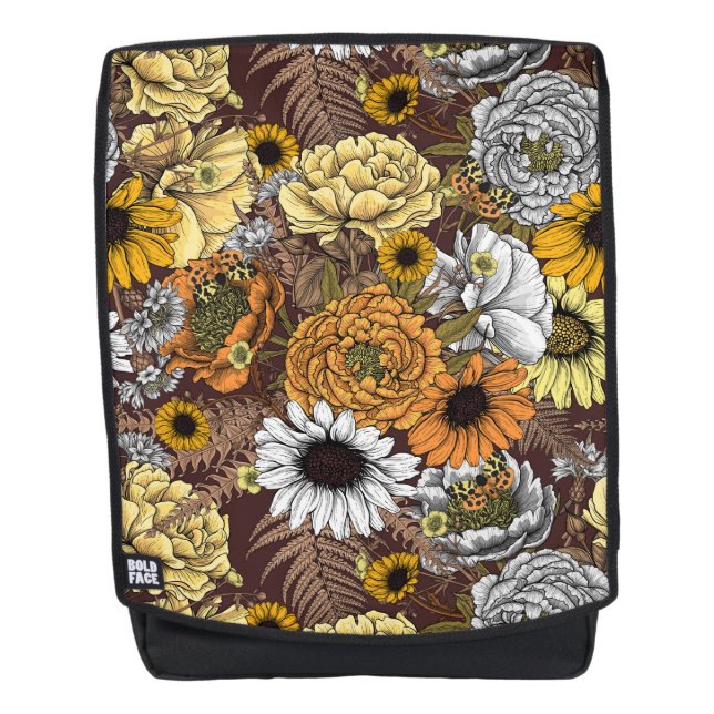 Bouquet of flowers- roses, peonies, daisies ans fe backpack (Front)