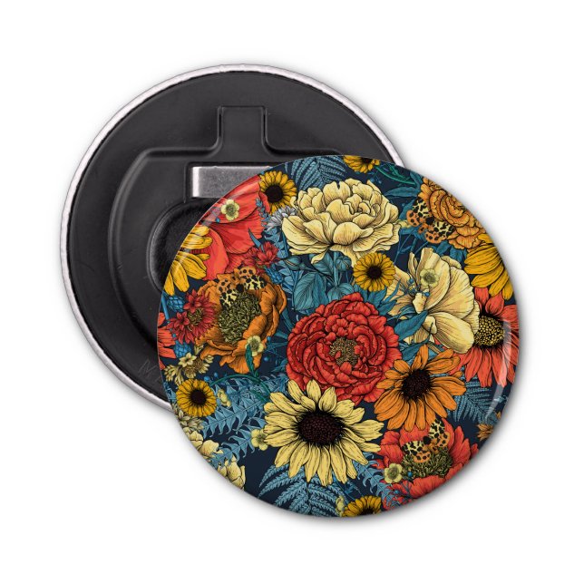 Bouquet of flowers- roses, peonies, daisies ans fe bottle opener (Front)