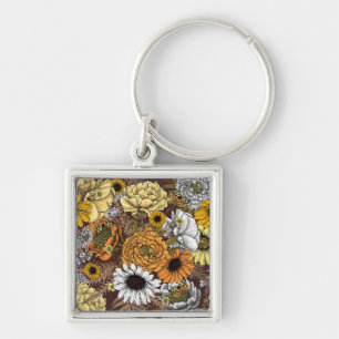 Bouquet of flowers- roses, peonies, daisies ans fe key ring