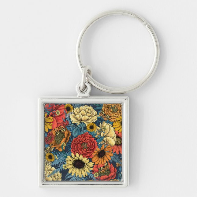 Bouquet of flowers- roses, peonies, daisies ans fe key ring (Front)
