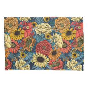 Bouquet of flowers- roses, peonies, daisies ans fe pillowcase