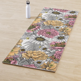 Bouquet of flowers- roses, peonies, daisies ans fe yoga mat