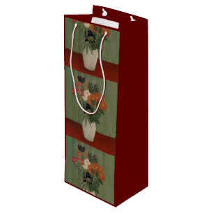 Bouquet of Flowers with China Asters and Tokyos Wine Gift Bag