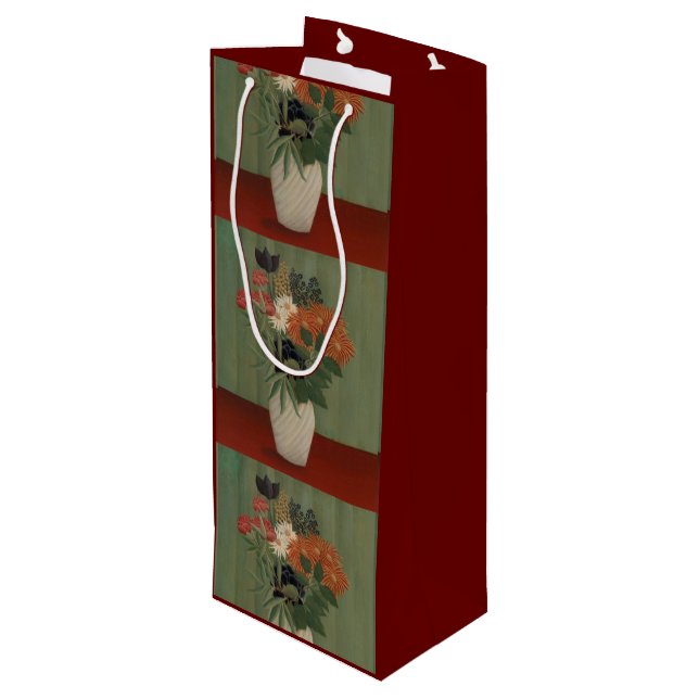 Bouquet of Flowers with China Asters and Tokyos Wine Gift Bag (Back Angled)