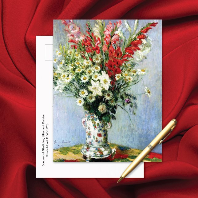 Bouquet of Gladiolus Lilies Daisies Claude Monet Postcard (Creator Uploaded)