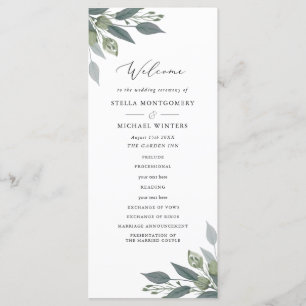 Bouquet of Greenery Wedding Program Programme