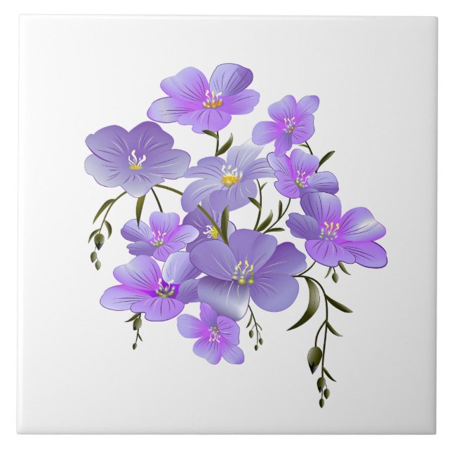 Bouquet of Lavender-Coloured Flowers Tile (Front)