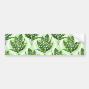 Bouquet of lilly of the valley flowers on green bumper sticker