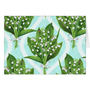 Bouquet of lily of the valley flowers on blue
