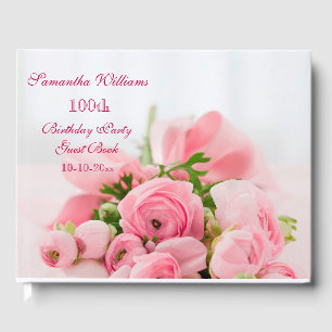 Bouquet Of Pink Roses 100th Birthday Guest Book