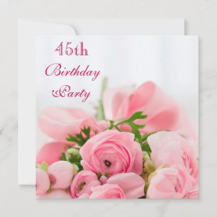 Bouquet Of Pink Roses 45th Birthday Invitation