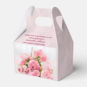 Bouquet Of Pink Roses 65th Birthday Favour Box
