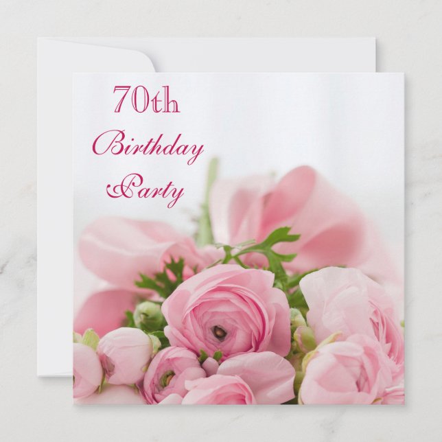 Bouquet Of Pink Roses 70th Birthday Invitation (Front)