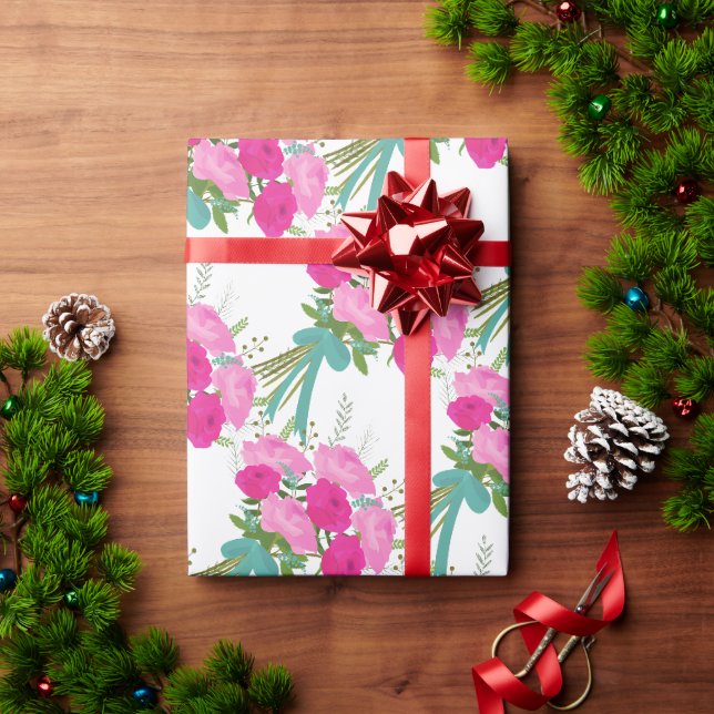 Bouquet of Pink Roses  Wrapping Paper (Holiday Gift)