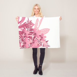 Bouquet of pink tropical plants fleece blanket