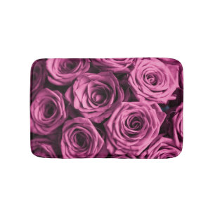 Bouquet of purple roses, flowers floral background bath mat