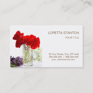 Bouquet of red poppies business card
