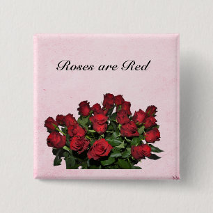 Bouquet of red roses 15 cm square badge