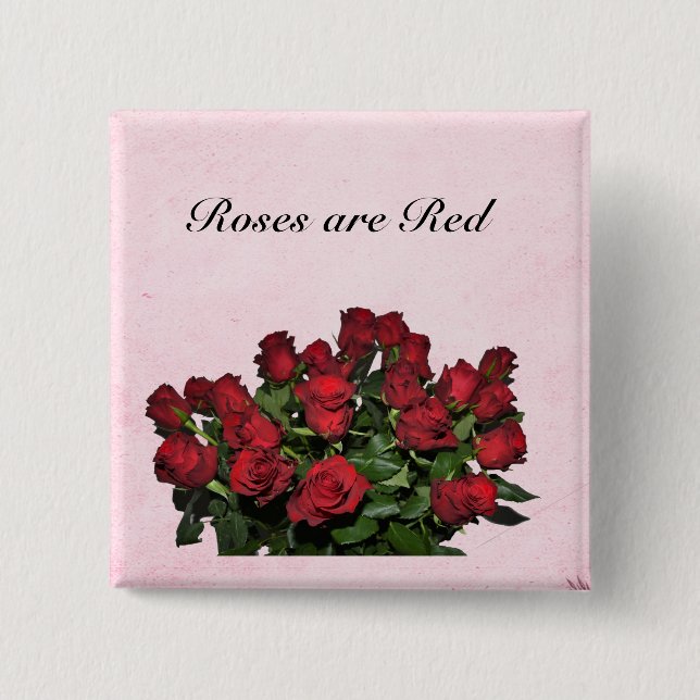 Bouquet of red roses 15 cm square badge (Front)