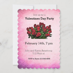 Bouquet of red roses invitation