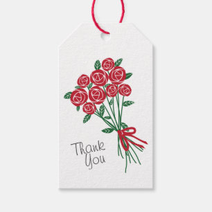 Bouquet of Red Roses Thank You Gift Tags