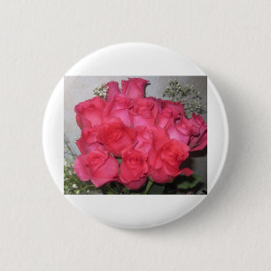 BOUQUET OF ROSES 6 CM ROUND BADGE