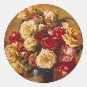 Bouquet of roses, Auguste Renoir Classic Round Sticker
