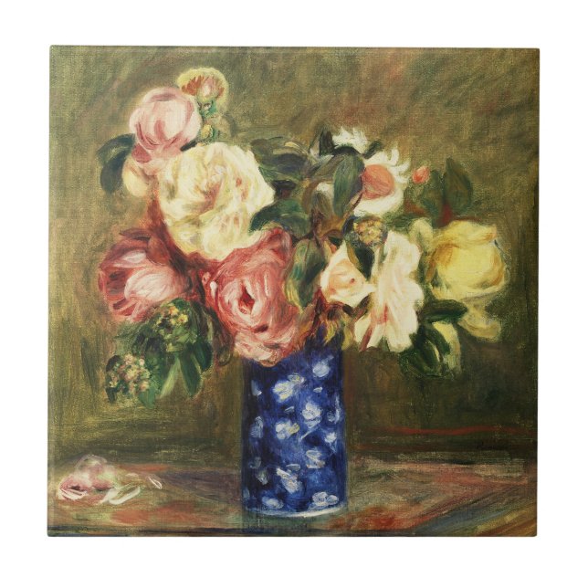 Bouquet of Roses by Pierre-Auguste Renoir Classic Tile (Front)
