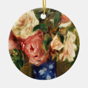 Bouquet of Roses by Renoir Impressionist Painting Ceramic Tree Decoration