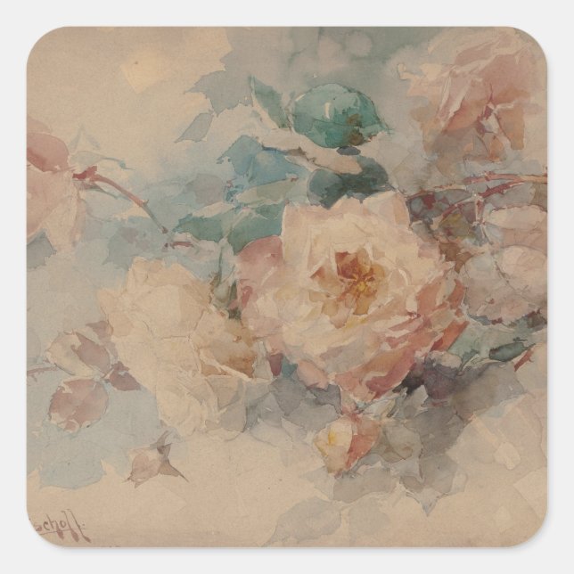 Bouquet of Roses – Franz Bischoff Square Sticker (Front)