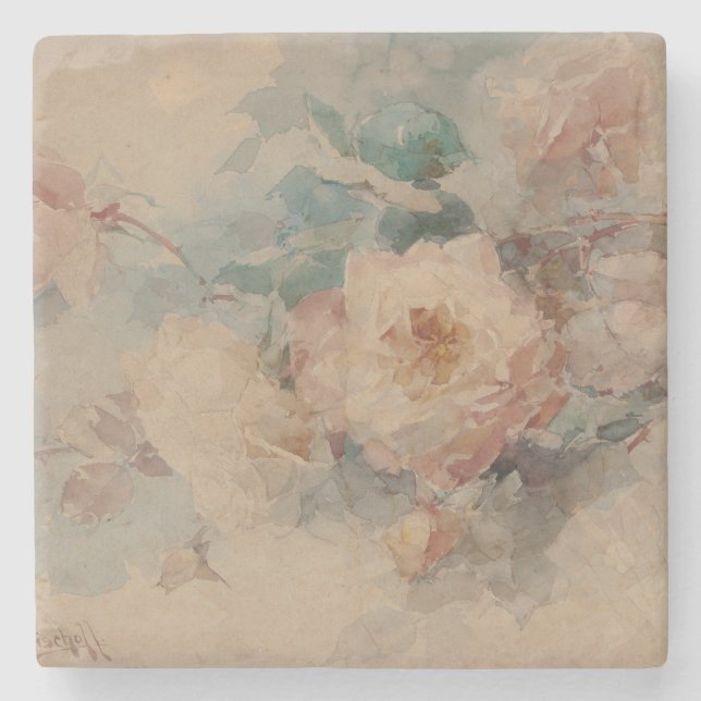 Bouquet of Roses – Franz Bischoff Stone Coaster (Front)