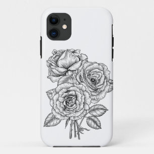 Bouquet of roses in black and white Case-Mate iPhone case
