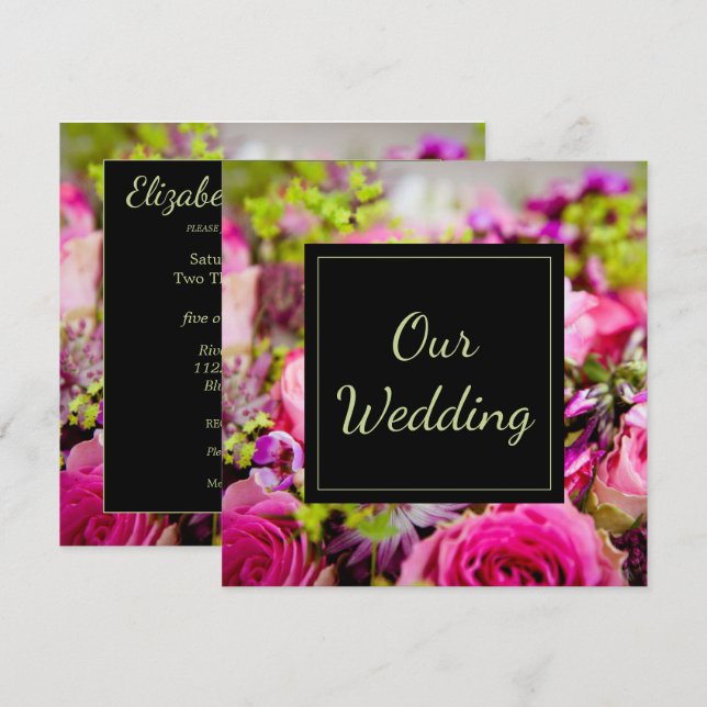 Bouquet of Roses Wedding Invitation (Front/Back)