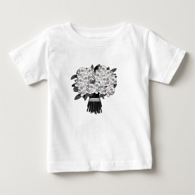 Bouquet of Skull Roses Black & White Gothic Baby T-Shirt (Front)