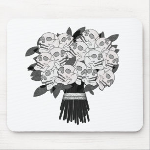 Bouquet of Skull Roses Black & White Gothic Mouse Pad
