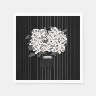 Bouquet of Skull Roses Black & White Napkin