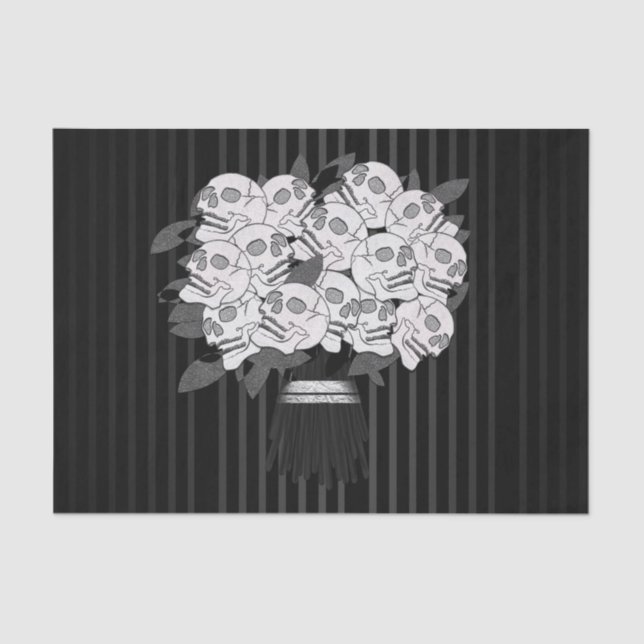 Bouquet of Skull Roses Black & White Party Tissue Paper (Front)