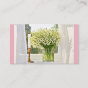 Bouquet of spring flowers lilies of the valley business card