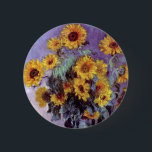 Bouquet of Sunflowers by Claude Monet, Vintage Art 6 Cm Round Badge<br><div class="desc">Bouquet of Sunflowers (1881) by Claude Monet is a vintage impressionist fine art floral still life painting. Yellow blooming flowers from the garden. A bouquet of summer season sunflower in a vase. About the artist: Claude Monet (1840-1926) was a founder of the French impressionist painting movement with most of his...</div>