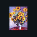 Bouquet of Sunflowers by Claude Monet, Vintage Art Canvas Print<br><div class="desc">Bouquet of Sunflowers (1881) by Claude Monet is a vintage impressionist fine art floral still life painting. Yellow blooming flowers from the garden. A bouquet of summer season sunflower in a vase. About the artist: Claude Monet (1840-1926) was a founder of the French impressionist painting movement with most of his...</div>