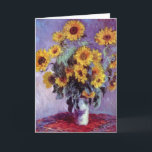 Bouquet of Sunflowers by Claude Monet, Vintage Art Card<br><div class="desc">Bouquet of Sunflowers (1881) by Claude Monet is a vintage impressionist fine art floral still life painting. Yellow blooming flowers from the garden. A bouquet of summer season sunflower in a vase. About the artist: Claude Monet (1840-1926) was a founder of the French impressionist painting movement with most of his...</div>