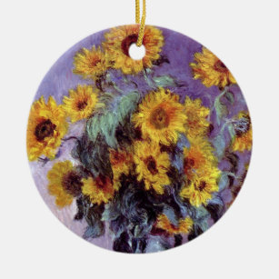 Bouquet of Sunflowers by Claude Monet, Vintage Art Ceramic Tree Decoration