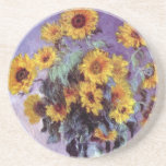 Bouquet of Sunflowers by Claude Monet, Vintage Art Coaster<br><div class="desc">Bouquet of Sunflowers (1881) by Claude Monet is a vintage impressionist fine art floral still life painting. Yellow blooming flowers from the garden. A bouquet of summer season sunflower in a vase. About the artist: Claude Monet (1840-1926) was a founder of the French impressionist painting movement with most of his...</div>