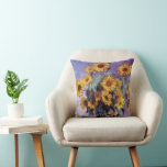 Bouquet of Sunflowers by Claude Monet, Vintage Art Cushion<br><div class="desc">Bouquet of Sunflowers (1881) by Claude Monet is a vintage impressionist fine art floral still life painting. Yellow blooming flowers from the garden. A bouquet of summer season sunflower in a vase. About the artist: Claude Monet (1840-1926) was a founder of the French impressionist painting movement with most of his...</div>